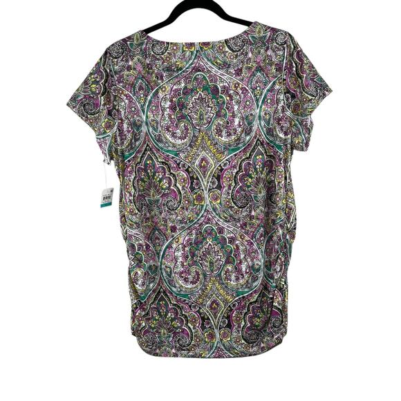 INC International Concepts Multi Opulent Paisley Ruched Tunic Top Plus 0X NWT - Picture 4 of 16